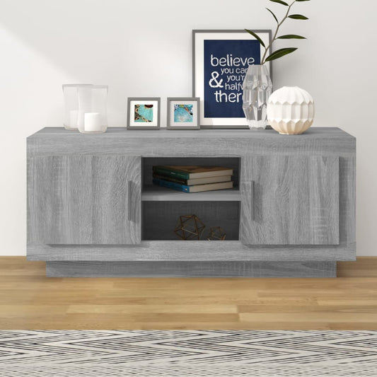 Tv-Meubel 102X35X45 Cm Bewerkt Hout Grijs Sonoma Eikenkleurig