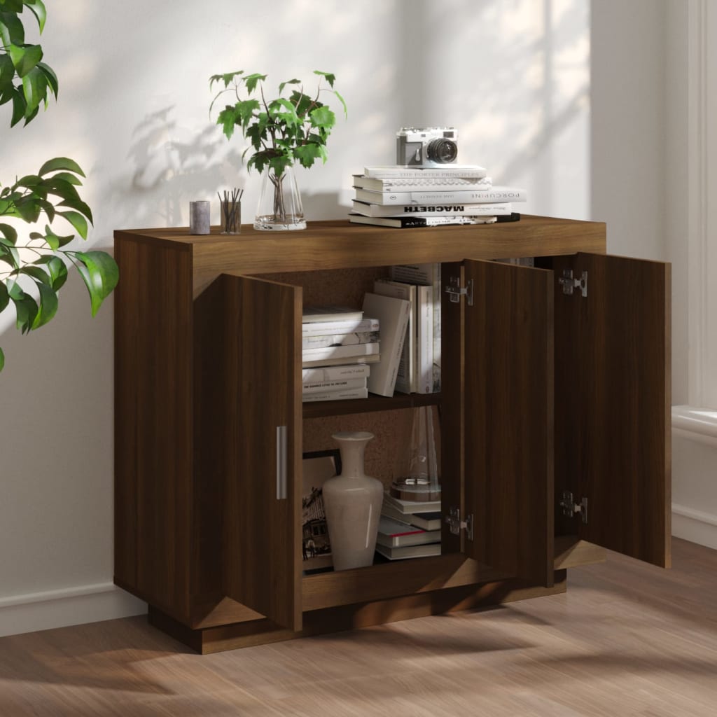 Dressoir 92X35X75 Cm Bewerkt Hout Bruineikenkleurig