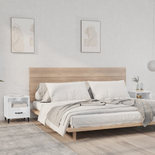 Nachtkastjes 2 St Bewerkt Hout Hoogglans Wit