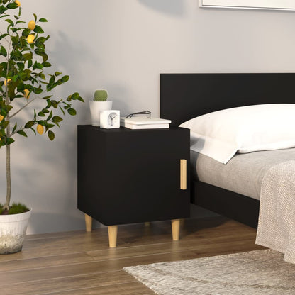Nachtkastje Bewerkt Hout Zwart