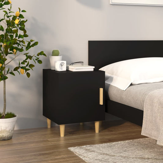 Nachtkastje Bewerkt Hout Zwart