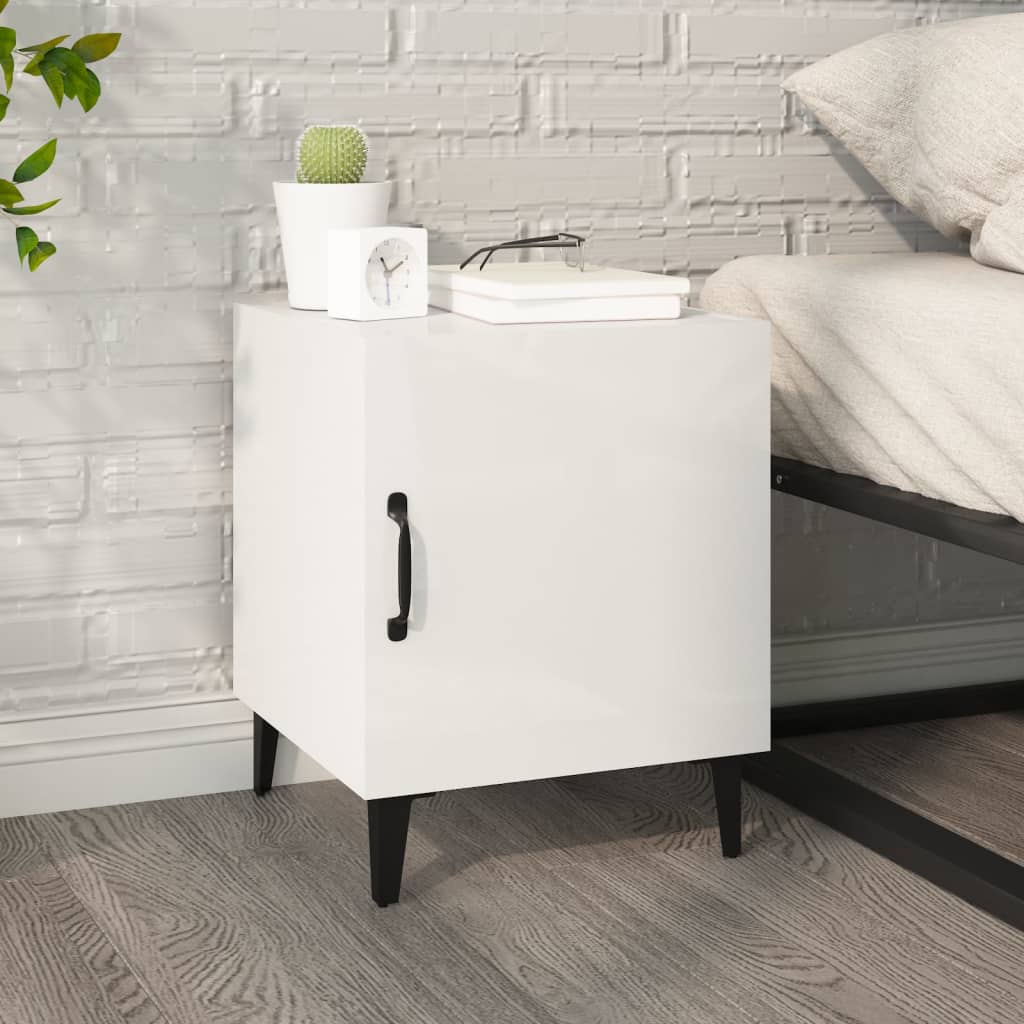 Nachtkastjes 2 St Bewerkt Hout Hoogglans Wit