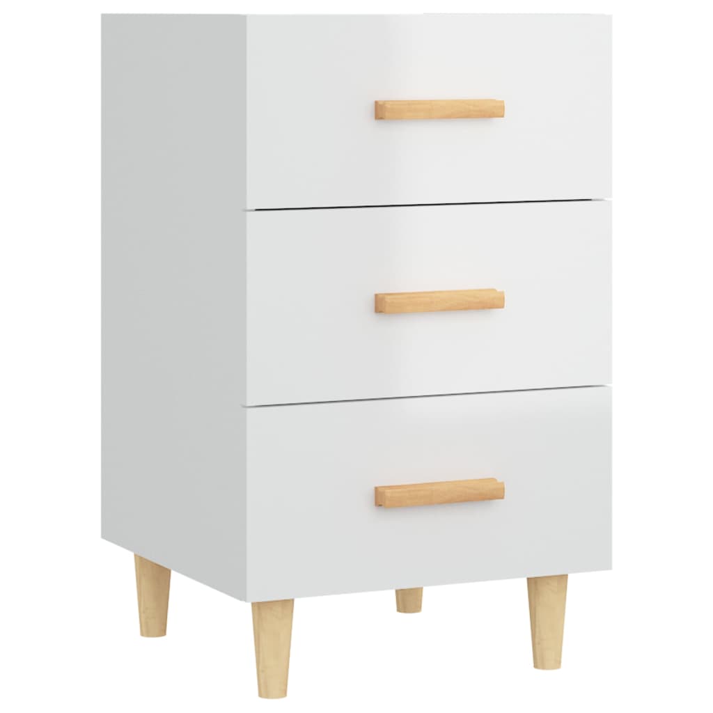 Nachtkastje 40X40X66 Cm Bewerkt Hout Hoogglans Wit