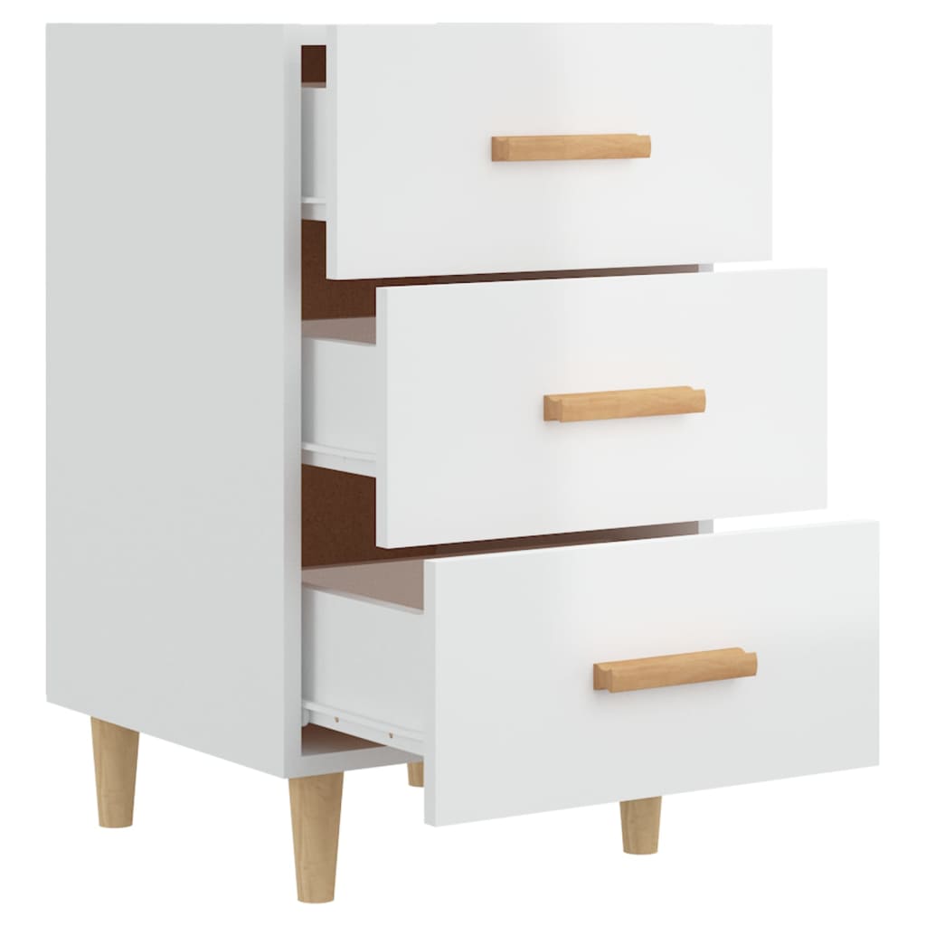Nachtkastje 40X40X66 Cm Bewerkt Hout Hoogglans Wit