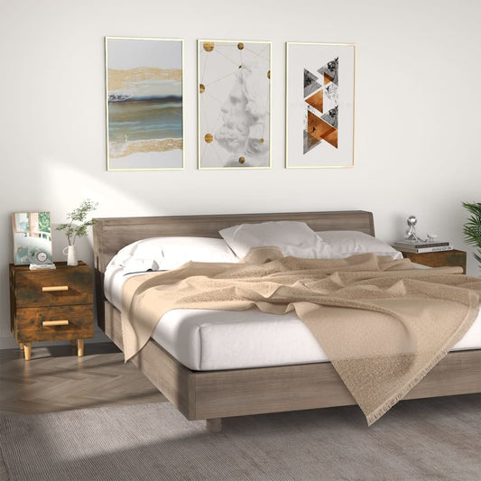 Nachtkastjes 2 St 40X35X47,5 Cm Gerookt Eikenkleurig
