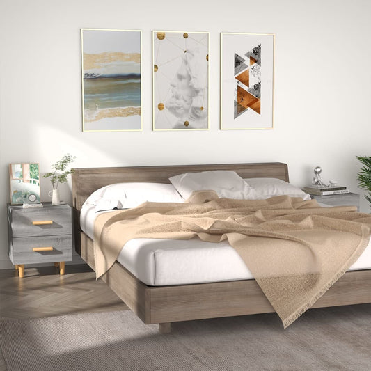 Nachtkastjes 2 St 40X35X47,5 Cm Grijs Sonoma Eikenkleurig