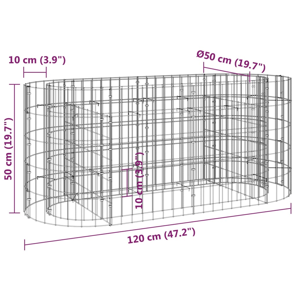 Gabion Plantenbak Verhoogd 120X50X50 Cm Gegalvaniseerd Ijzer