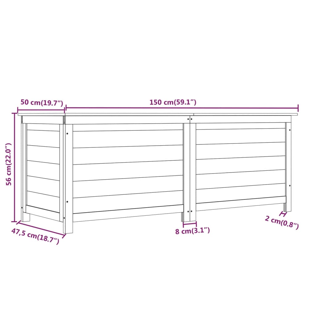 Kussenbox 150X50X56 Cm Massief Vurenhout Antracietkleurig
