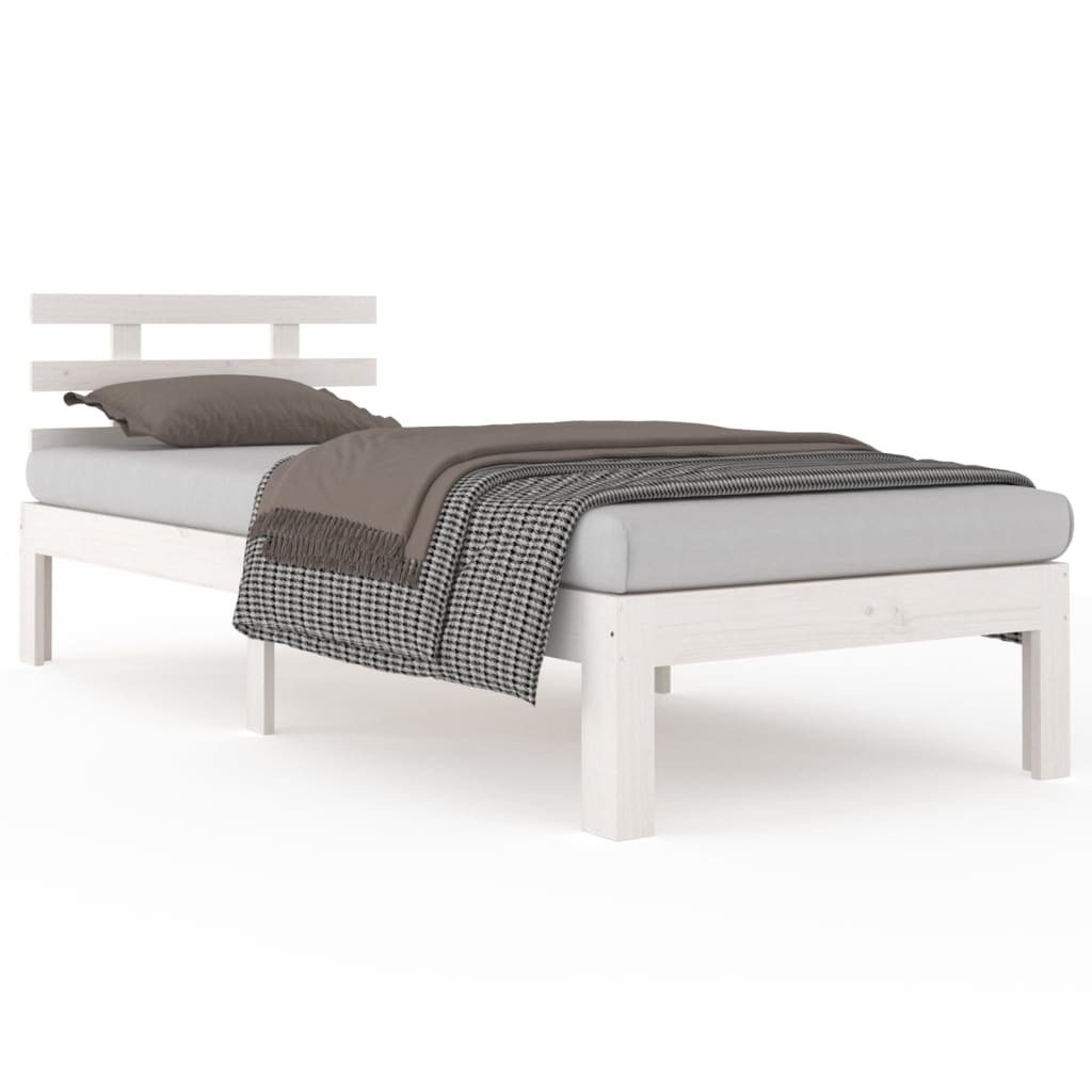 Bedframe Massief Hout Wit 75X190 Cm 2Ft6 Small Single