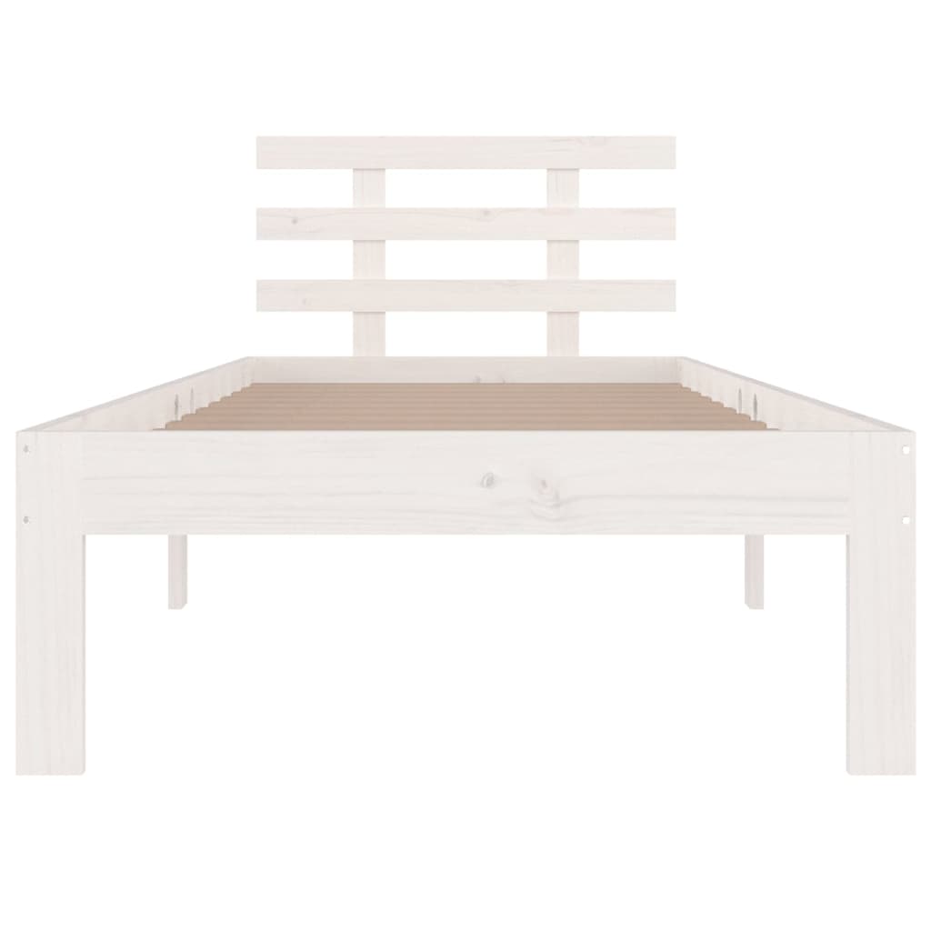 Bedframe Massief Hout Wit 75X190 Cm 2Ft6 Small Single