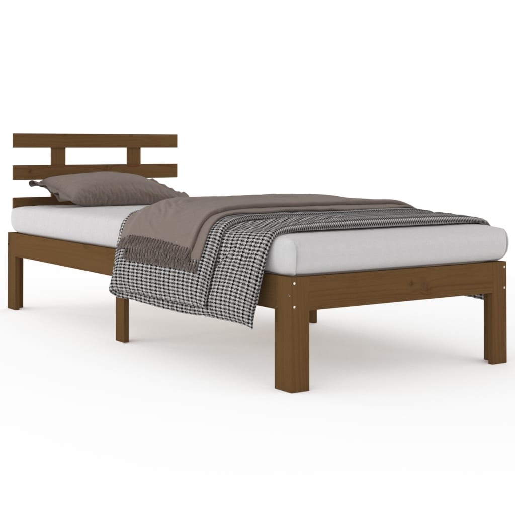 Bedframe Massief Hout Honingbruin 75X190 Cm 2Ft6 Small Single