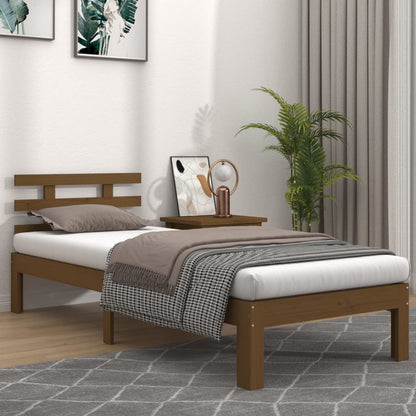Bedframe Massief Hout Honingbruin 75X190 Cm 2Ft6 Small Single