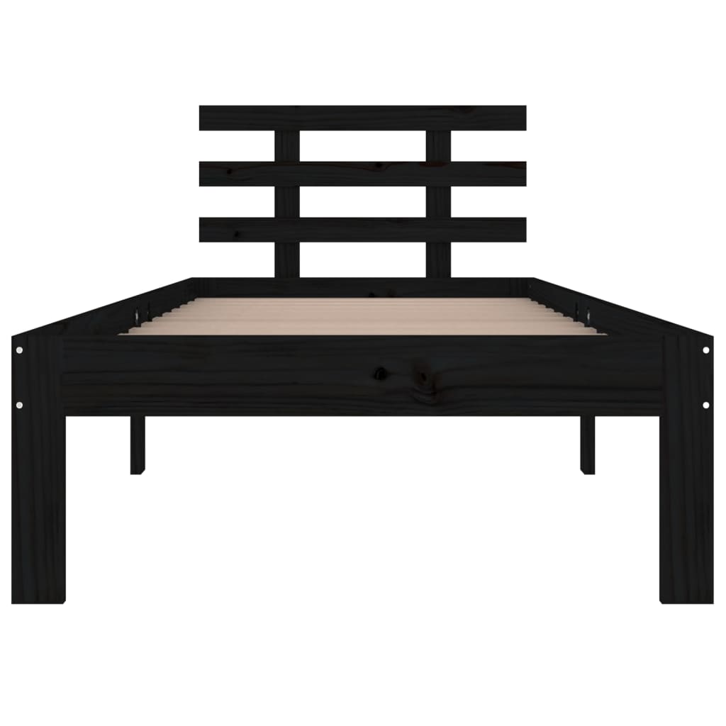 Bedframe Massief Hout Zwart 75X190 Cm 2Ft6 Small Single