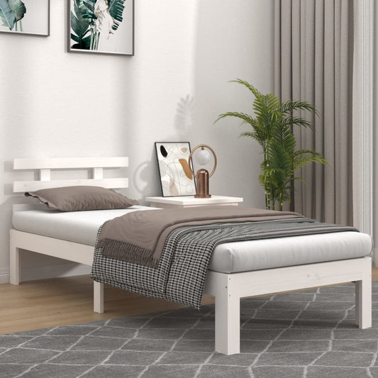 Bedframe Massief Hout Wit 90X190 Cm 3Ft Single