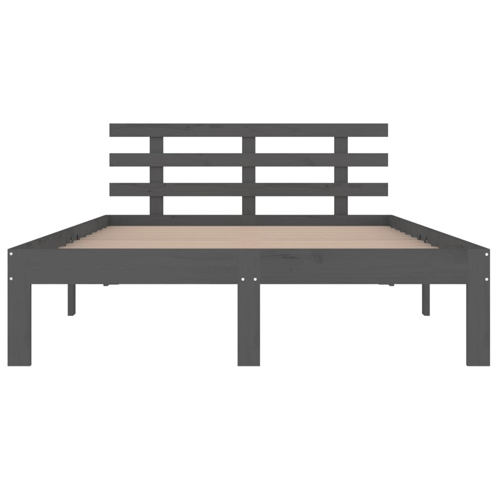 Bedframe Massief Hout Grijs 120X190 Cm 4Ft Small Double