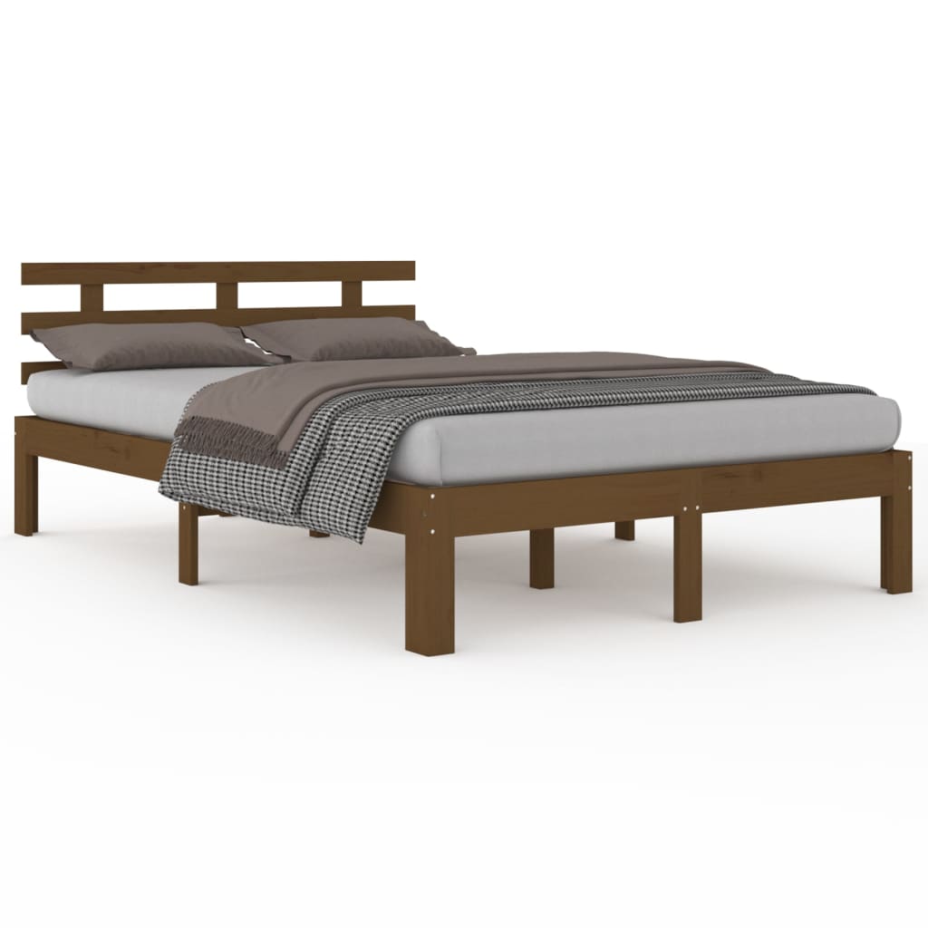 Bedframe Massief Hout Honingbruin 120X190 Cm 4Ft Small Double