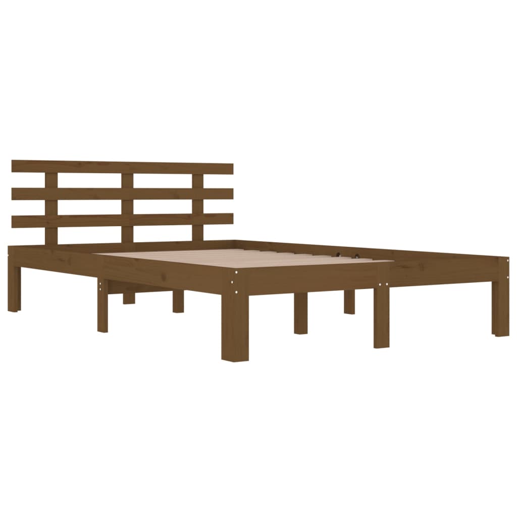 Bedframe Massief Hout Honingbruin 120X190 Cm 4Ft Small Double
