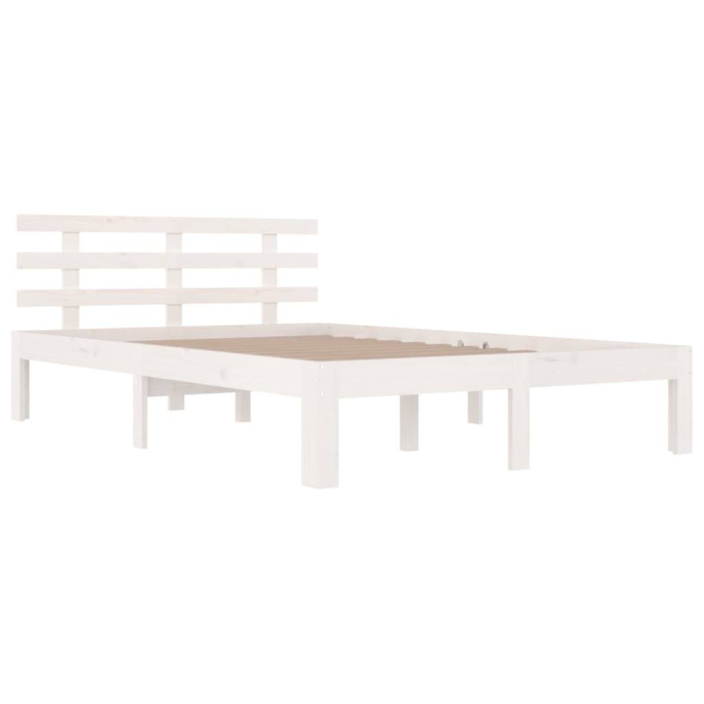 Bedframe Massief Hout Wit 135X190 Cm 4Ft6 Double