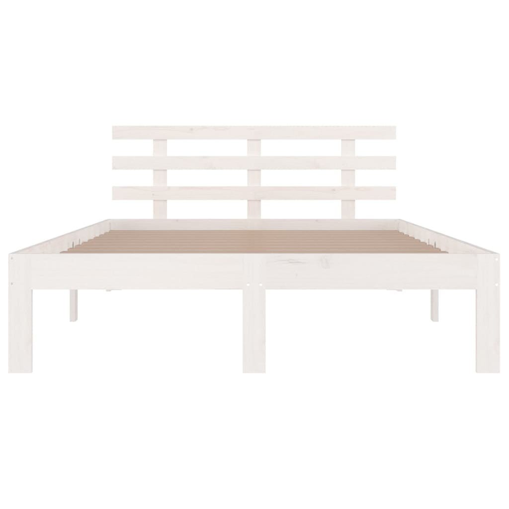 Bedframe Massief Hout Wit 135X190 Cm 4Ft6 Double