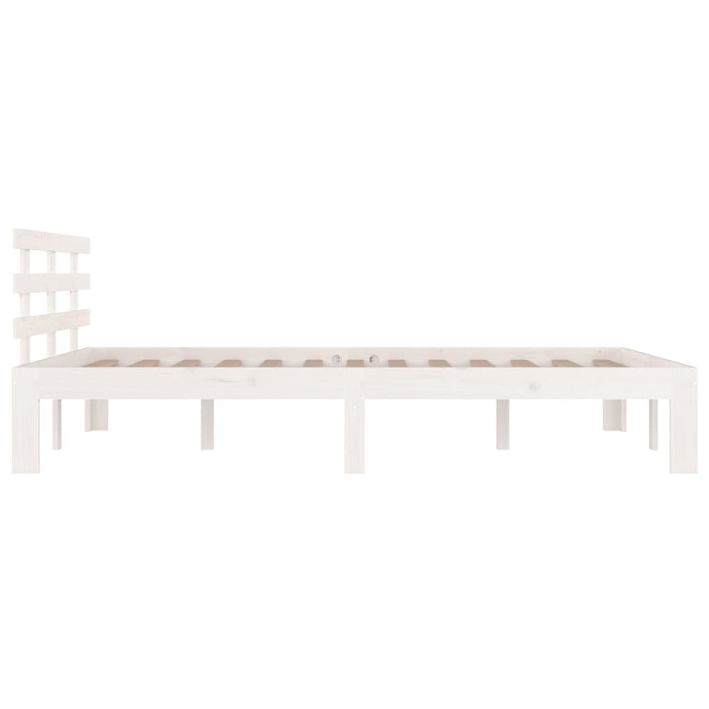 Bedframe Massief Hout Wit 135X190 Cm 4Ft6 Double