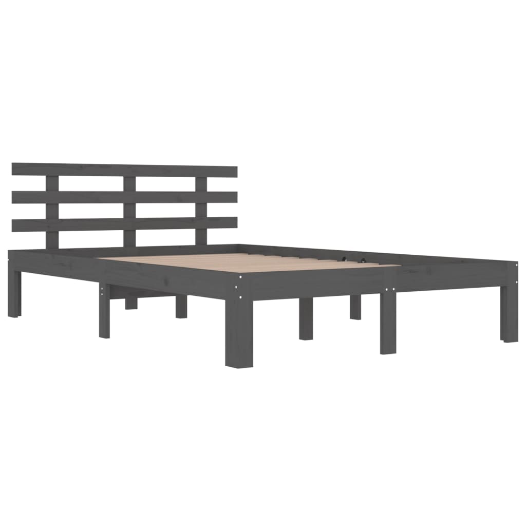 Bedframe Massief Hout Grijs 140X190 Cm