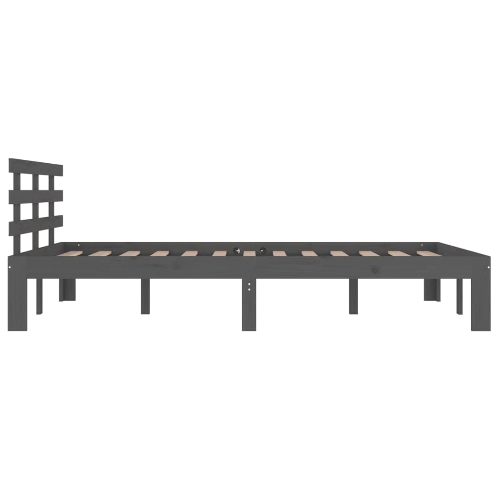 Bedframe Massief Hout Grijs 140X190 Cm