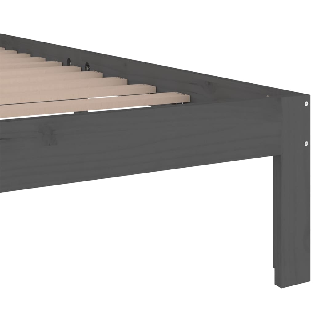 Bedframe Massief Hout Grijs 140X190 Cm