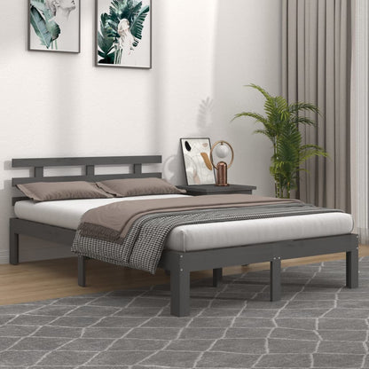 Bedframe Massief Hout Grijs 140X190 Cm