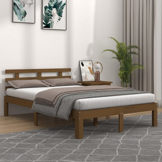 Bedframe Massief Hout Honingbruin 140X190 Cm