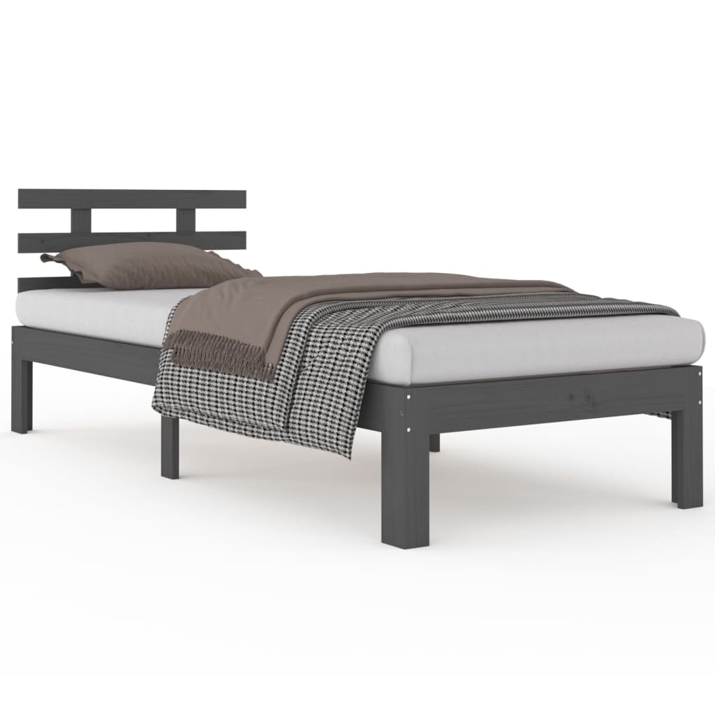 Bedframe Massief Hout Grijs 90X200 Cm