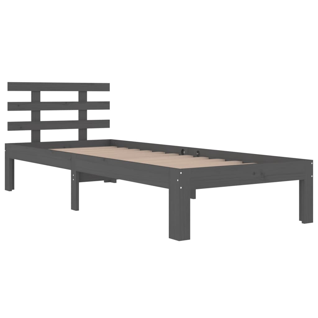 Bedframe Massief Hout Grijs 90X200 Cm
