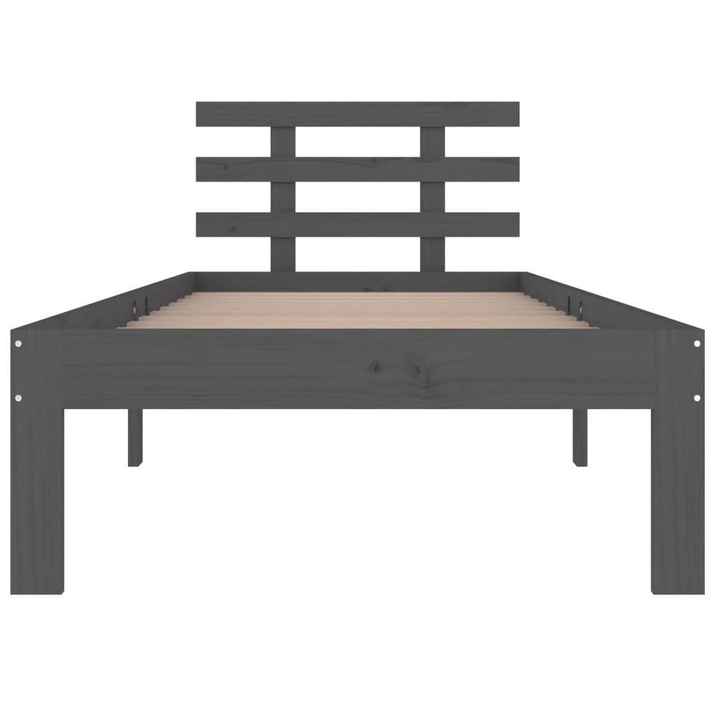 Bedframe Massief Hout Grijs 90X200 Cm