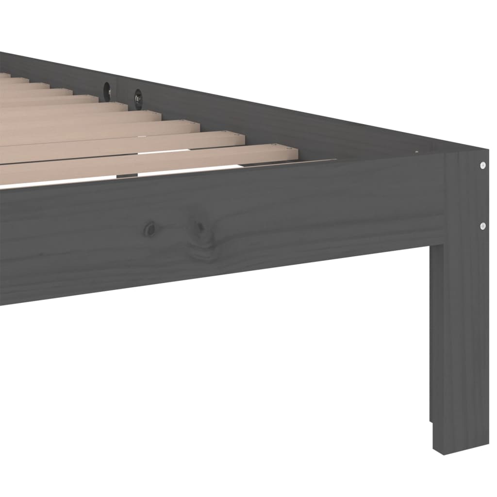 Bedframe Massief Hout Grijs 90X200 Cm