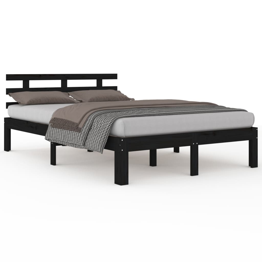 Bedframe Massief Hout Zwart 120X200 Cm