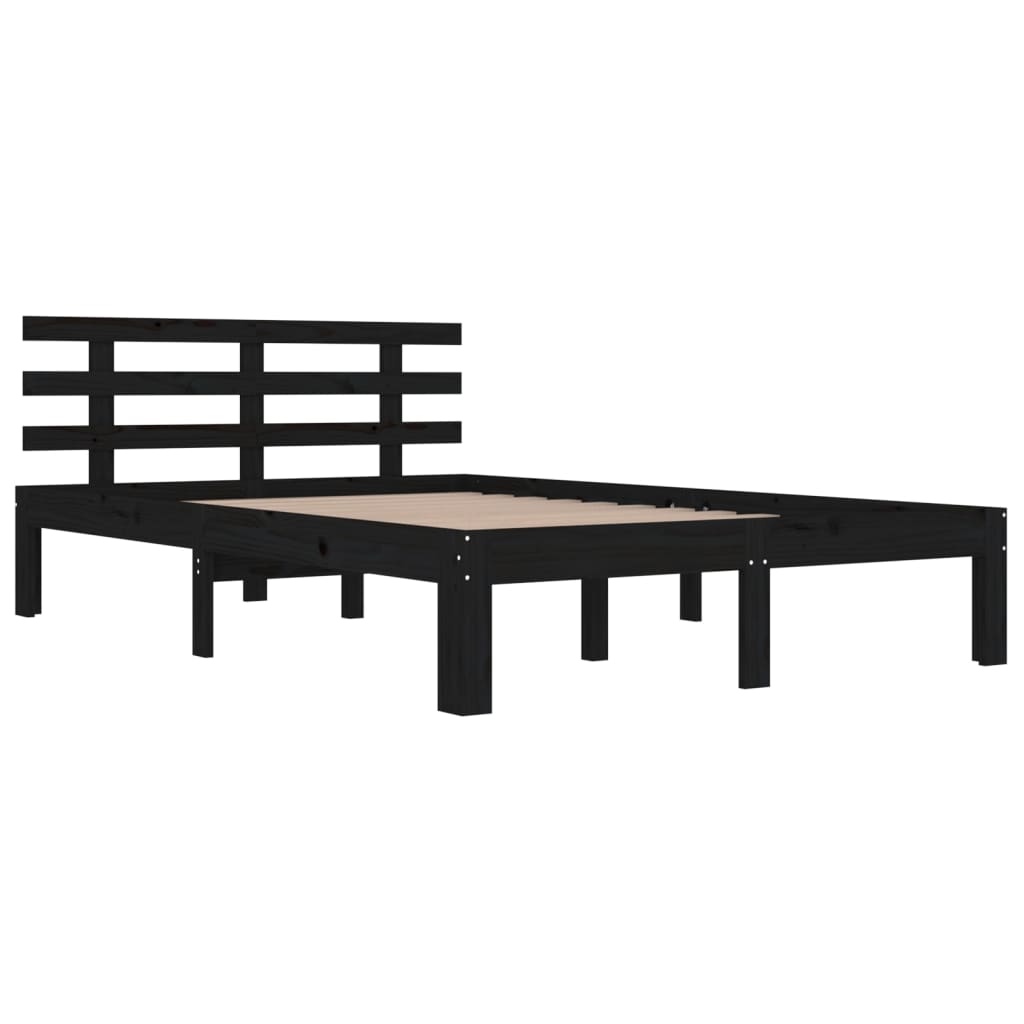 Bedframe Massief Hout Zwart 120X200 Cm