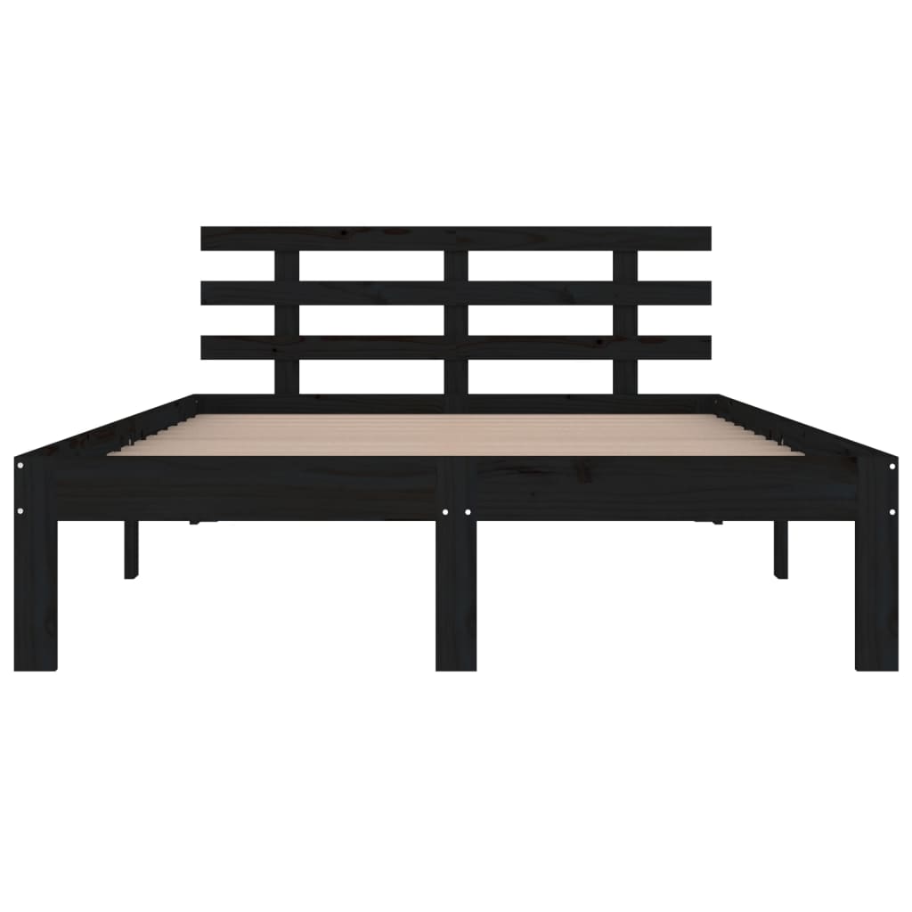 Bedframe Massief Hout Zwart 120X200 Cm
