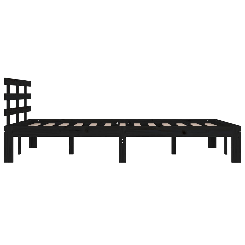Bedframe Massief Hout Zwart 120X200 Cm