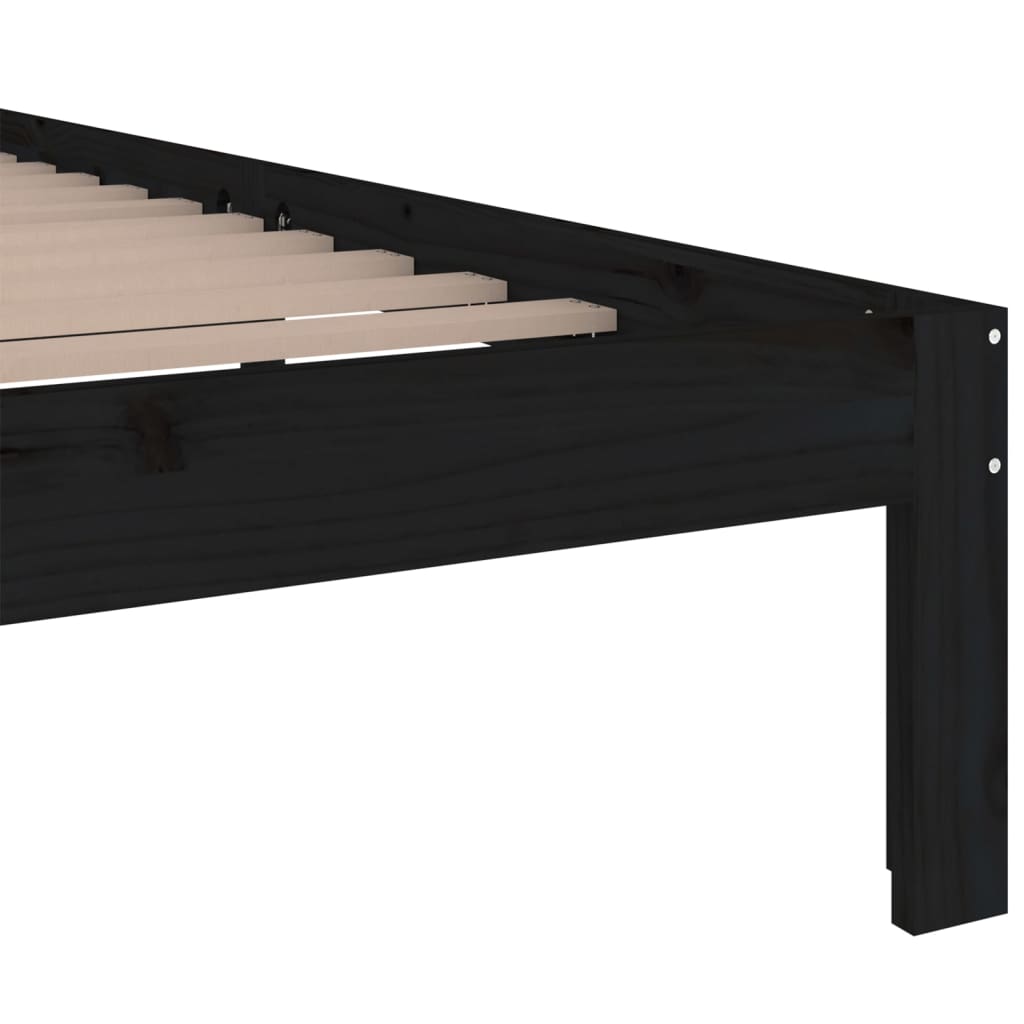 Bedframe Massief Hout Zwart 120X200 Cm