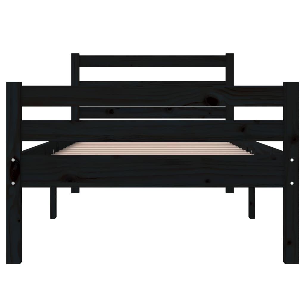 Bedframe Massief Hout Zwart 75X190 Cm 2Ft6 Small Single