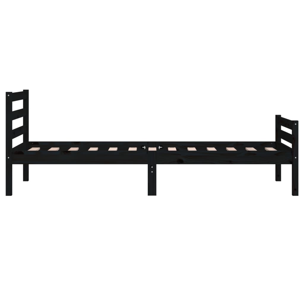 Bedframe Massief Hout Zwart 75X190 Cm 2Ft6 Small Single