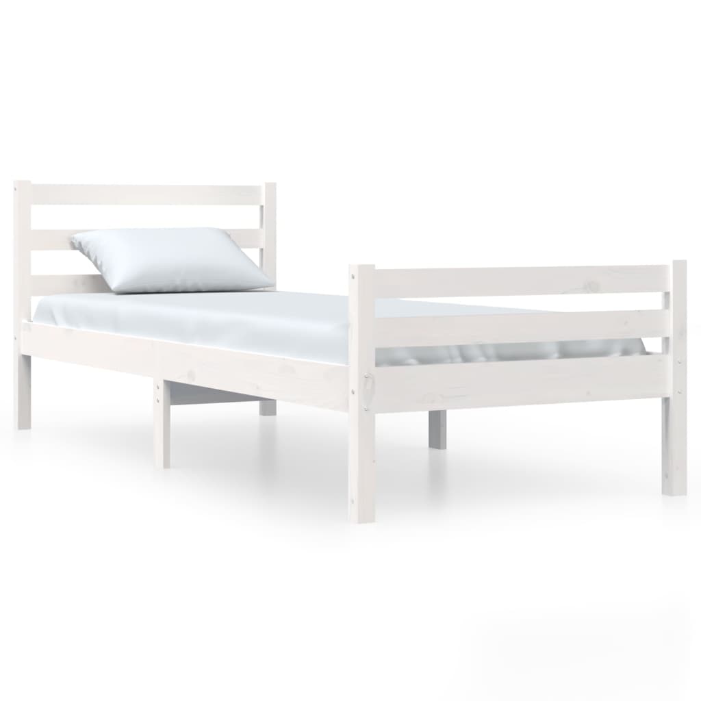 Bedframe Massief Hout Wit 90X190 Cm 3Ft Single