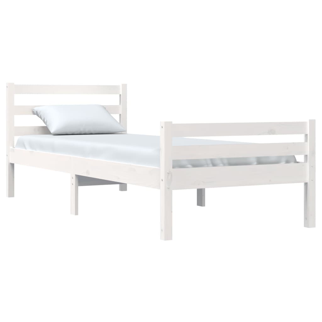 Bedframe Massief Hout Wit 90X190 Cm 3Ft Single