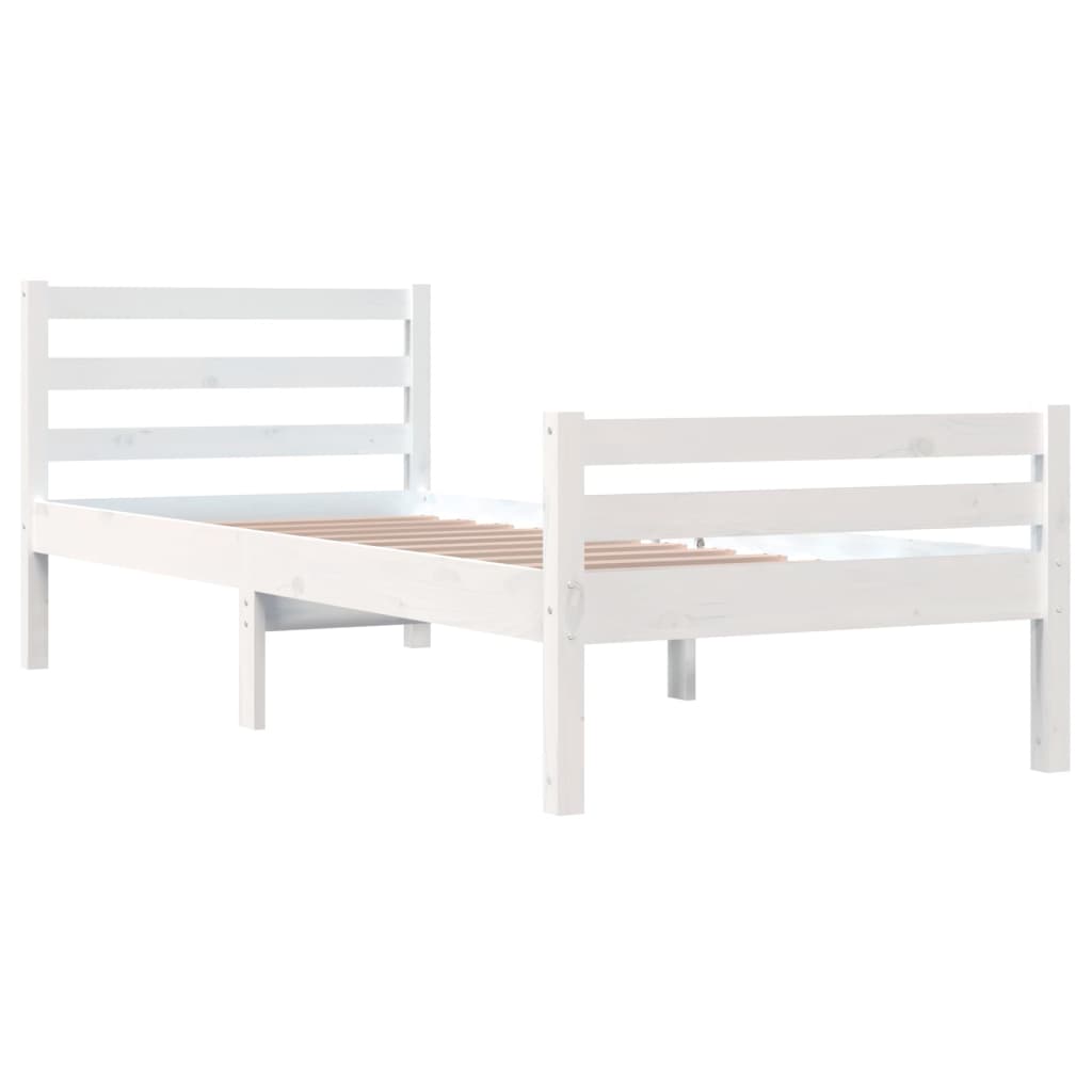 Bedframe Massief Hout Wit 90X190 Cm 3Ft Single
