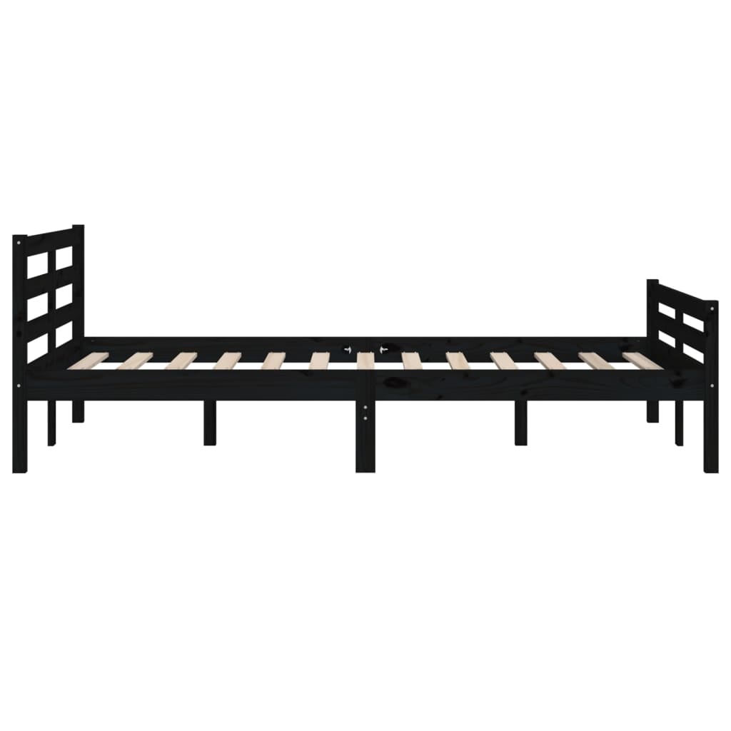 Bedframe Massief Hout Zwart 135X190 Cm 4Ft6 Double