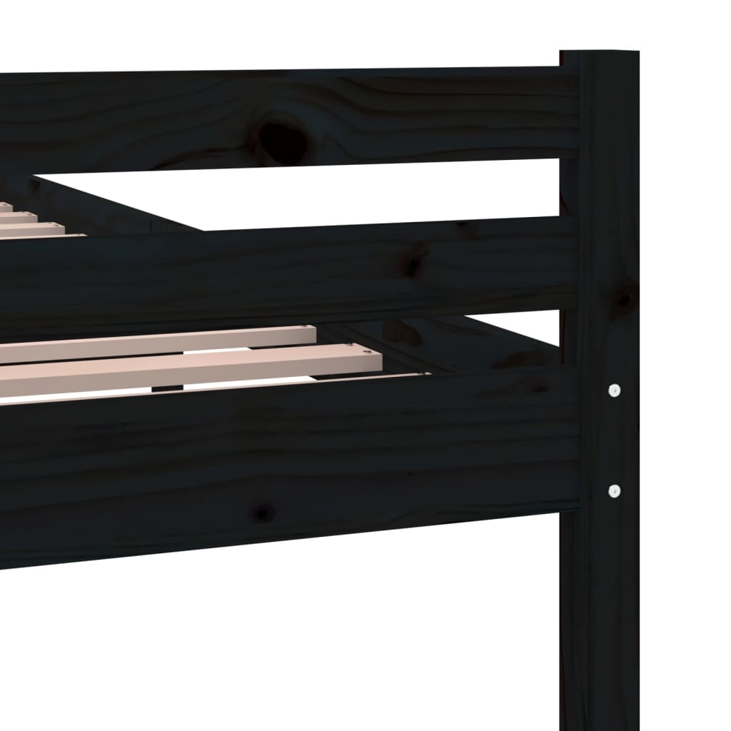 Bedframe Massief Hout Zwart 135X190 Cm 4Ft6 Double