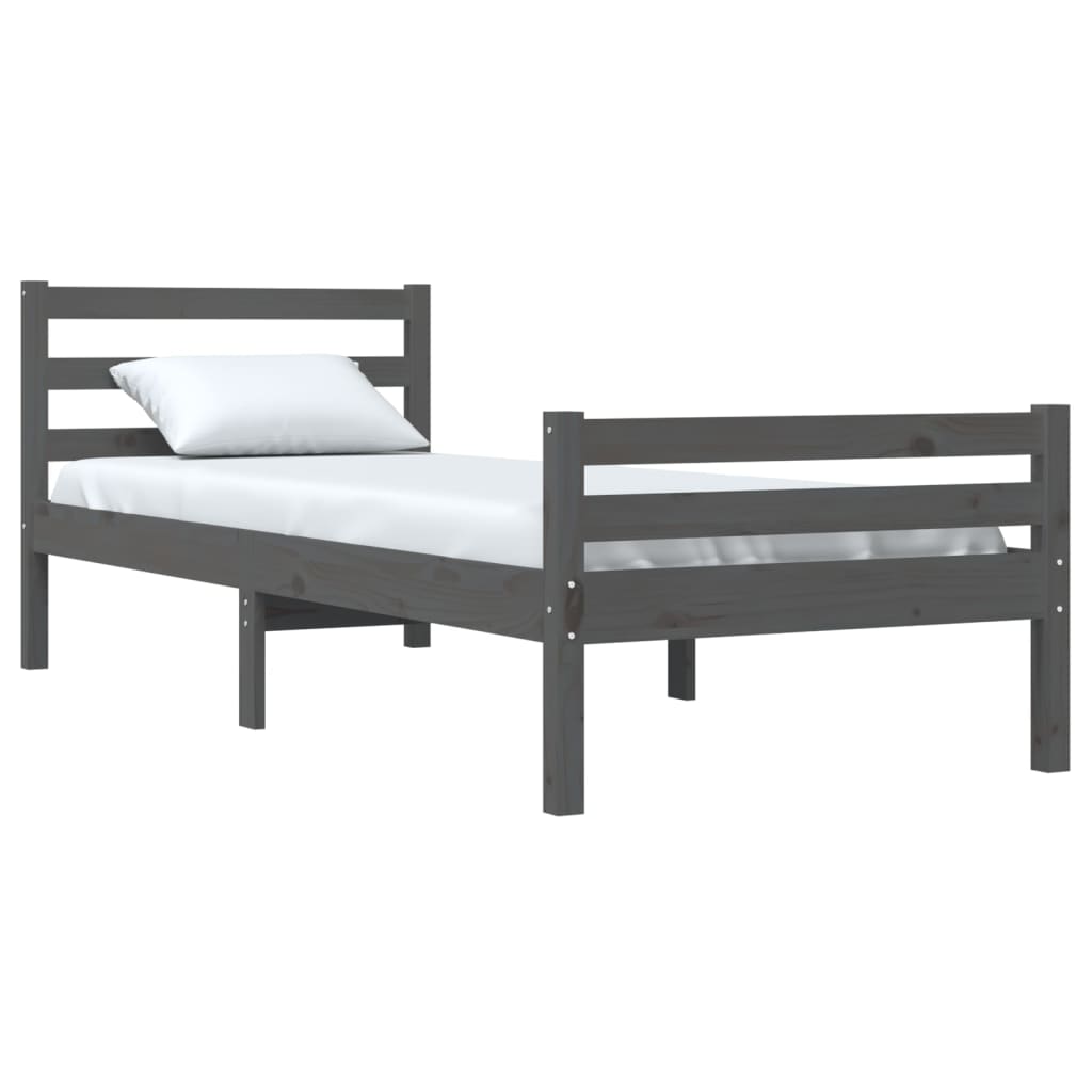 Bedframe Massief Hout Grijs 90X200 Cm