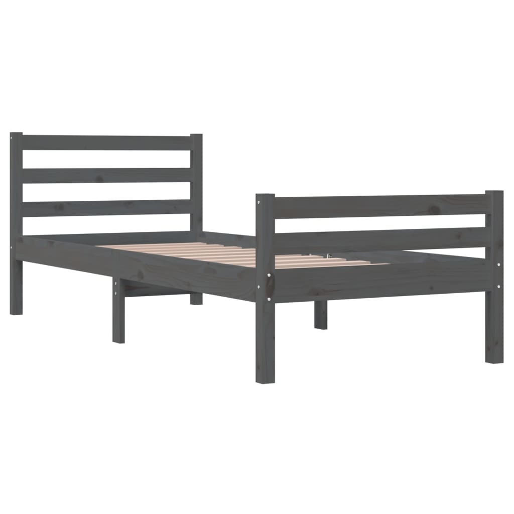 Bedframe Massief Hout Grijs 90X200 Cm