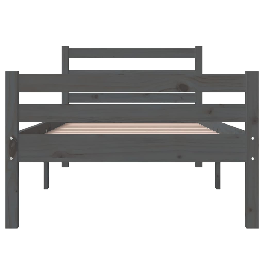 Bedframe Massief Hout Grijs 90X200 Cm