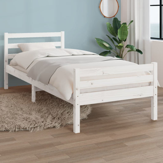 Bedframe Massief Hout Wit 100X200 Cm