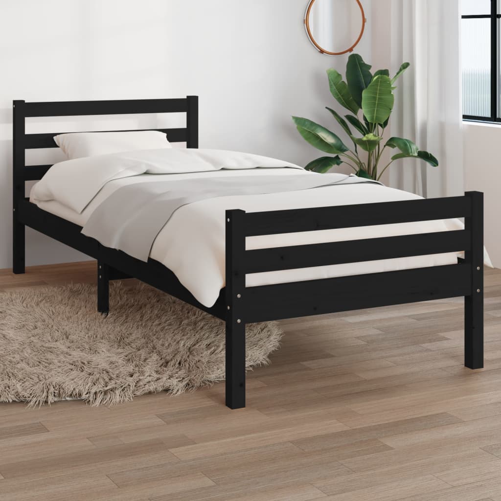 Bedframe Massief Hout Zwart 100X200 Cm